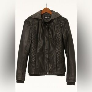 Women's Quilted Black Faux Leather Moto Jacket